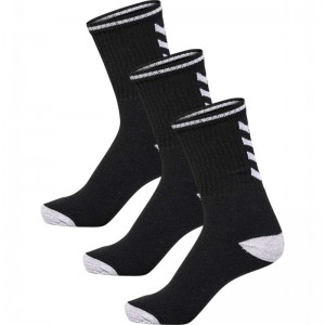 Hummel 3-pack Single Stripe Crew Sokken Heren Zwart | 357020-883