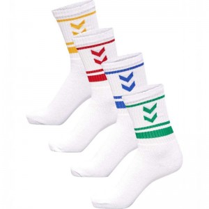 Hummel 4 Pack Triple Stripe Crew Sokken Heren Wit | 759925-310