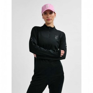 Hummel Active Pl Half Zip T-shirts Dames Zwart | 266307-655