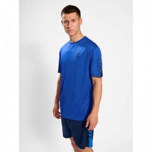 Hummel Active Pl Jersey S/S T-shirts Heren Blauw | 816687-092