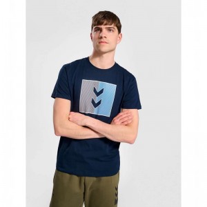 Hummel Active Stripe Co S/S T-shirts Heren Donkerblauw | 939550-575