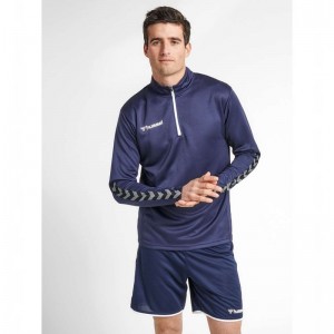 Hummel Authentic Half Zip Sweatshirts Heren Donkerblauw | 532450-288