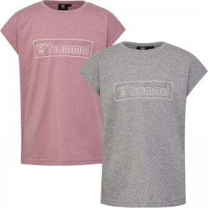 Hummel Boxline S/S 2 Pk T-shirts Kinderen Grijs | 291811-490