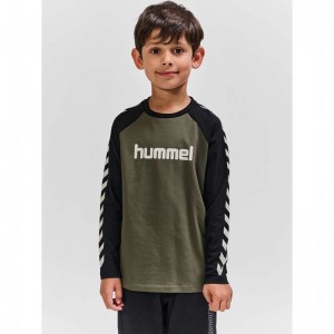 Hummel Boys L/S T-shirts Kinderen Olijfgroen | 253886-355