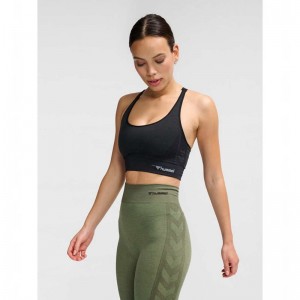 Hummel Clea Seamless Top Sport BH Dames Zwart | 067178-384