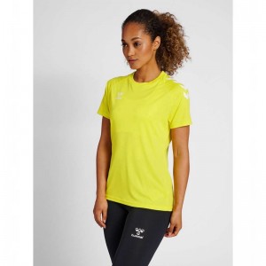 Hummel Core Xk Core Poly S/S Hoodie Dames Geel | 824514-950