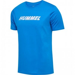 Hummel Elemental Logo Cotton T-shirts Heren Blauw | 598762-342