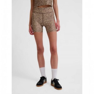 Hummel Fast Mid Waist Tight Korte Broek Dames Leopard | 926689-201
