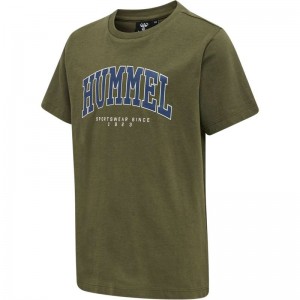Hummel Fast S/S T-shirts Kinderen Olijfgroen | 350198-738