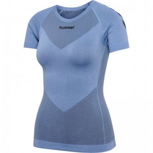 Hummel First Seamless S/S W Jersey Dames Blauw | 063725-482
