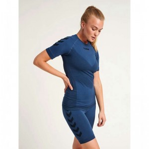 Hummel First Seamless S/S W Jersey Dames Donkerblauw | 562335-970