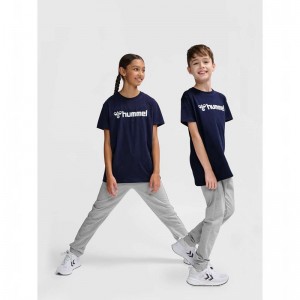 Hummel Go 2.0 Logo S/S T-shirts Kinderen Donkerblauw | 898404-430