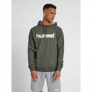 Hummel Go Cotton Logo Hoodie Heren Olijfgroen | 501808-991