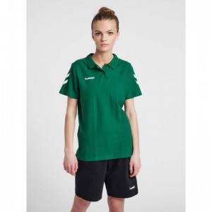 Hummel Go Cotton Polo T-shirts Dames Groen | 774447-600