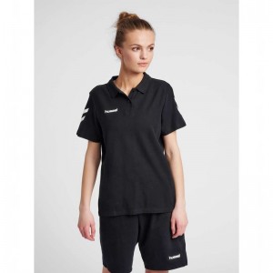 Hummel Go Cotton Polo T-shirts Dames Zwart | 703226-416