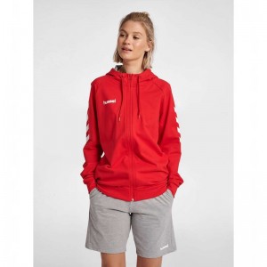 Hummel Go Cotton Zip Broek Dames Rood | 885534-550