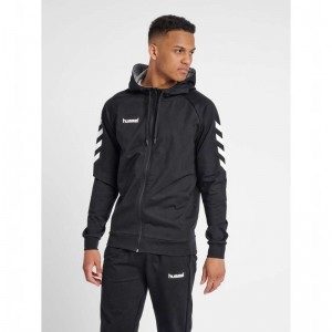 Hummel Go Cotton Zip Hoodie Heren Zwart | 813803-772