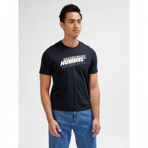 Hummel Graphic Triple Logo Cotton T-shirts Heren Zwart | 135989-960