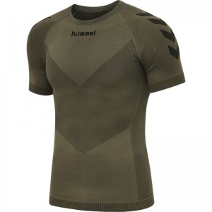 Hummel Hummel First Seamless S/S Jersey Heren Olijfgroen | 275118-640