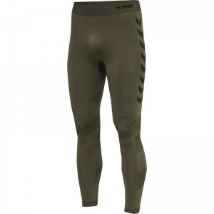 Hummel Hummel First Seamless Tr Hardloopbroek Heren Olijfgroen | 240141-663
