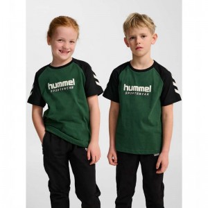 Hummel Jr Logo S/S T-shirts Kinderen Groen | 201692-540