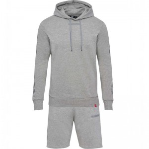 Hummel Legacy Hoodie + Shorts Sets Heren Grijs | 452442-878