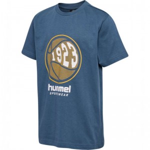 Hummel Leo S/S T-shirts Kinderen Blauw | 060686-170