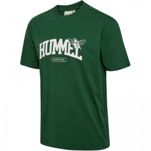 Hummel Loose S/S University Bee T-shirts Heren Groen | 345633-191