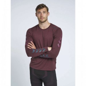 Hummel Mace Ls T-shirts Heren Bordeaux | 031609-425