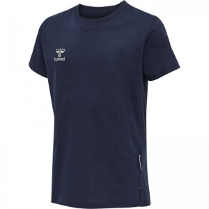 Hummel Move Grid Cotton S/S Kid T-shirts Kinderen Donkerblauw | 027174-819