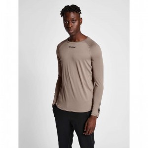 Hummel Mt Bow L/S T-shirts Heren Beige | 358227-688