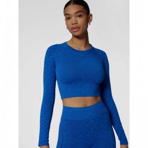 Hummel Mt Leo Seamless Crop L/S T-shirts Dames Blauw | 063509-304