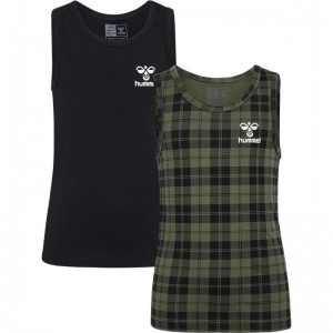 Hummel Nolan Tank Top 2-pack T-shirts Kinderen Olijfgroen | 521237-014