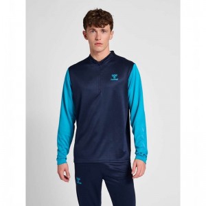 Hummel Ongrid 1/2 Zip Poly Sweat Sweatshirts Heren Donkerblauw | 074333-723