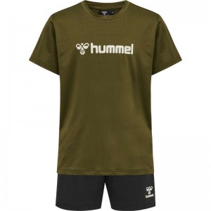 Hummel Plag Shorts Sets Kinderen Olijfgroen | 255260-092