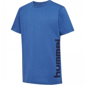 Hummel Print S/S T-shirts Kinderen Blauw | 001390-664