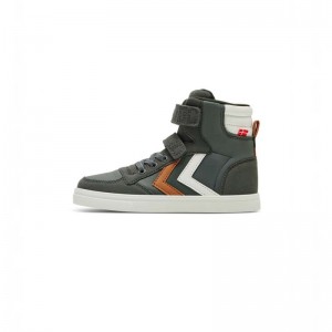 Hummel Slimmer Stadil Leather High Jr Sneakers Kinderen Groen | 635135-494
