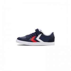 Hummel Slimmer Stadil Leather Low Jr Sneakers Kinderen Donkerblauw | 376467-268