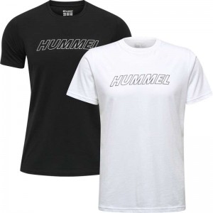 Hummel Te Callum 2-pack Cotton T-shirts Heren Zwart | 592742-824