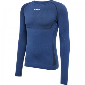 Hummel Te Mike Seamless L/S Basislaag Heren Donkerblauw | 675706-127
