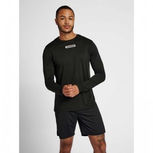 Hummel Te Tihalt L/S T-shirts Heren Zwart | 034100-129