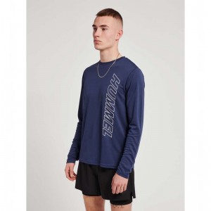 Hummel Te Topaz L/S T-shirts Heren Donkerblauw | 422039-698