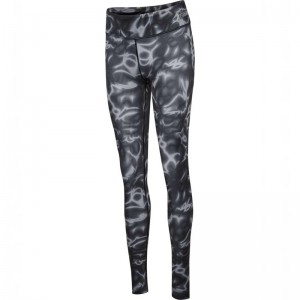 Hummel Te Twist Aop Mid Waist Hardloopbroek Dames Zwart | 099416-113