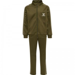 Hummel Track Tracksuit Korte Broek Kinderen Olijfgroen | 597327-854