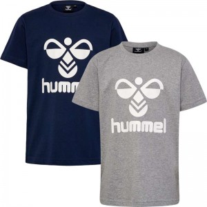 Hummel Tres S/S 2-pk T-shirts Kinderen Zwart | 718659-622