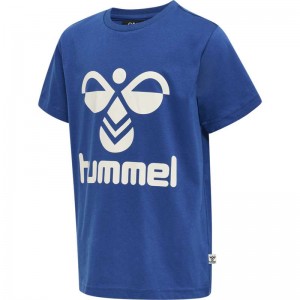 Hummel Tres S/S T-shirts Kinderen Blauw | 982961-676