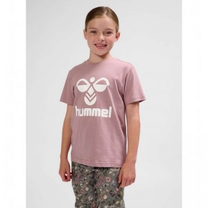 Hummel Tres S/S T-shirts Kinderen Roze | 552477-916