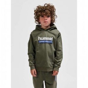 Hummel Tukas Hoodie Kinderen Olijfgroen | 597351-999