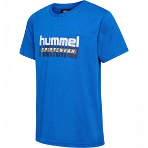 Hummel Tukas S/S T-shirts Kinderen Blauw | 753635-987