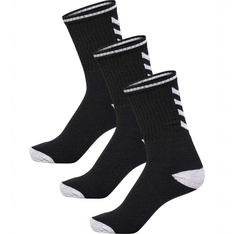 Hummel 3-pack Single Stripe Crew Sokken Heren Zwart | 357020-883